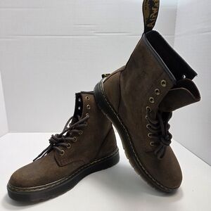 Dr. Martens Zavala Combs Crazy Horse Dark Brown Leather Boots Women 8